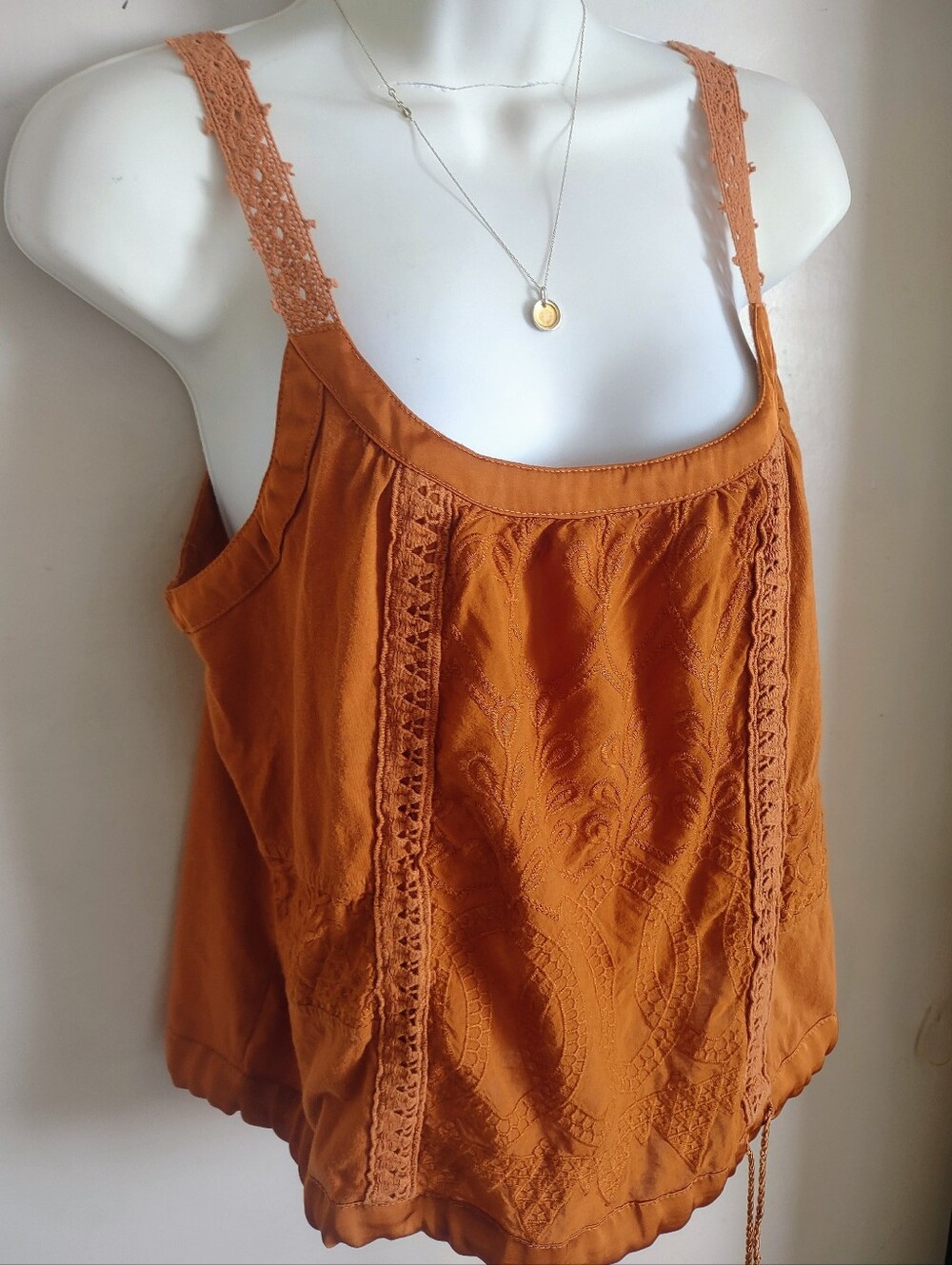 Anthropologie Womens Tiny SM copper Embroidered Fancy Tank Top